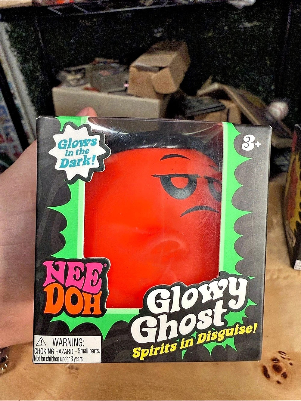 NeeDoh Glowy Ghost Glow-in-the-Dark Toy Red & Green NWT